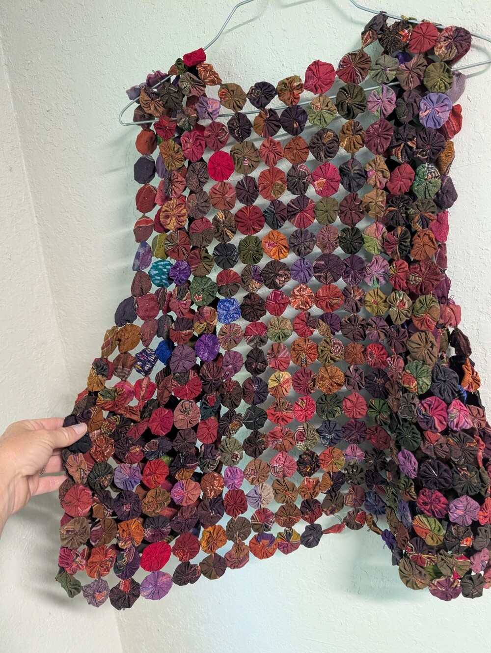 Handmade Rosette Patchwork Vest M Folk Art Indie Boho Hippie Whimsy Festival
